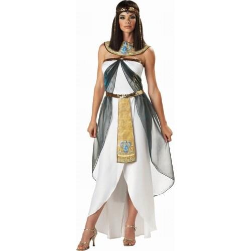 Sexy Womens Sleeveless Arab Queen Of Egypt Cleopatra Costume Fancy Dress Clothes Halloween Egyptian Costume Ethnic Clothing