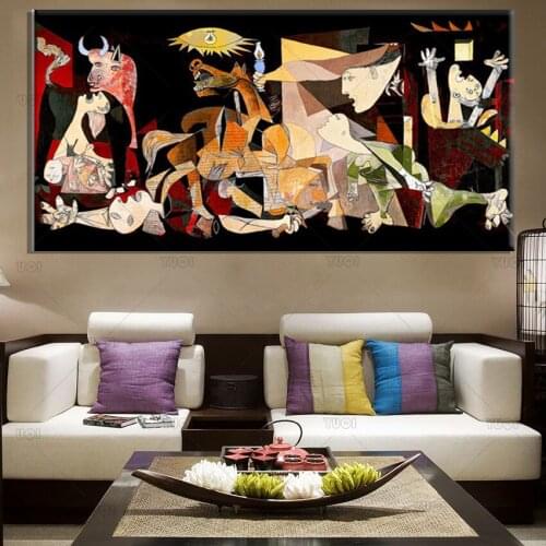 Famous Picasso Guernica Art Canvas Painting Abstract Poster and Prints Wall Art Pictures for Living Room Home Cuadros Decoration