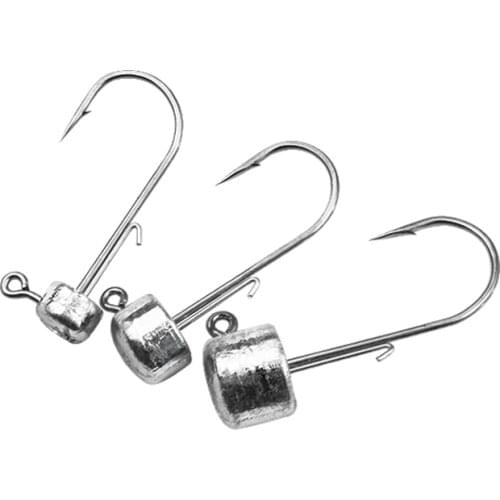 FANGBLUE 10Pcs Lead Fishing Hooks Barbed Head Jigging High Carbon Steel Soft Worm Hook Set Carp Fishing Accessories For Bass