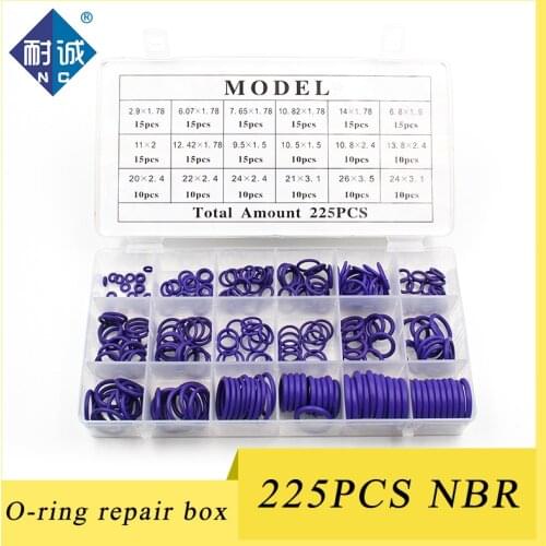 225Pcs O Rings Rubber O Ring Seal Purple NBR Oring Nitrile Washer Sealing O-Rings Assortment Kit Set Gasket Box O Ring