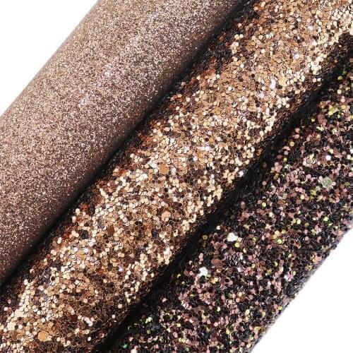 30x134cm Roll Coffee Color Chunky Fine Plain Dyed Glitter Fabric Faux Synthetic Leather For Bows Earring Decoration DT014