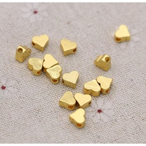 6mm Heart Copper Spacer Beads Gold Color Loose Beads for Jewelry Making Bracelet Necklace Jewelry Accessories DIY 20pcs
