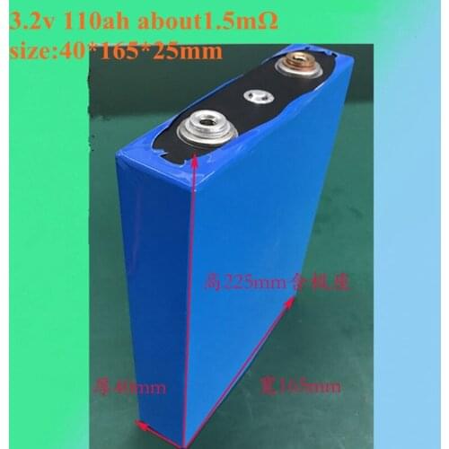 3.2v 110Ah Lifepo4 Rechargeable Battery for Diy 12v 24v 120ah Electric Bicycle Solar Energy Backup Power Golf Cart Car Inverter