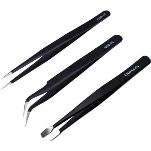 Anti-Static Stainless Steel Curved Straight Eyelash Tip Nippers Eyebrow Tweezers Eyelash Extension Nail Art Tool
