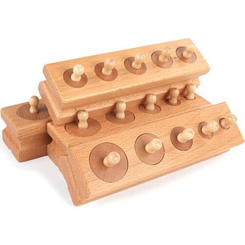 Wood Cylinder Socket Blocks Column Paired Wood Toy Montessori Game