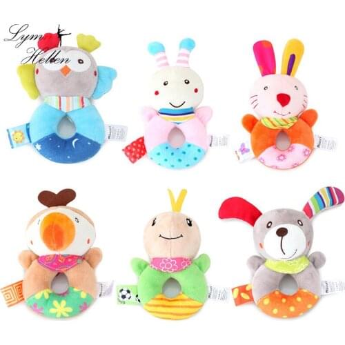 Baby Hand Grab Rattles Toy Kids Infant Appease Stuffed Animal Soft Plush Comfort Early Learning Development Rattles Toy Gifts