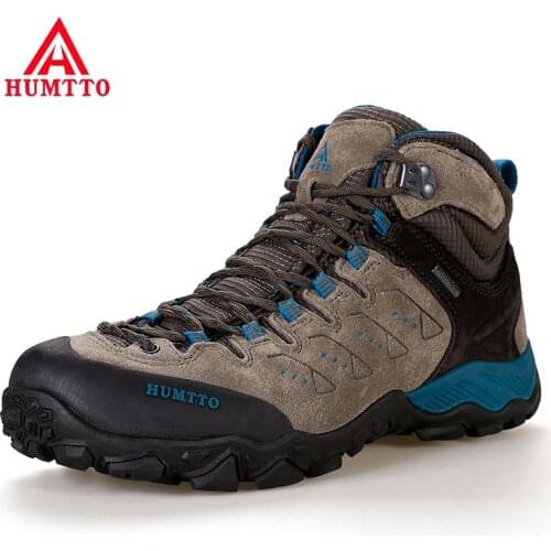 HUMTTO Mens Hiking Boots High Top Snow Boots Waterproof Sneakers Leather Trekking Shoes Plush Outdoor Mountain Climbing Shoes