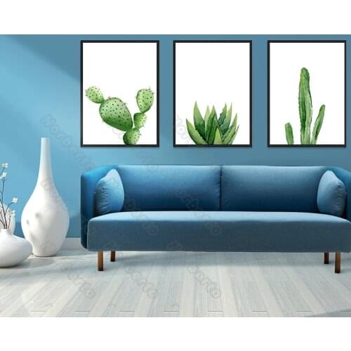 Modern Style Canvas Painting Minimalist Posters and Prints Green Plants Various Cactus for Home Rooms Gallery Wall Decoration