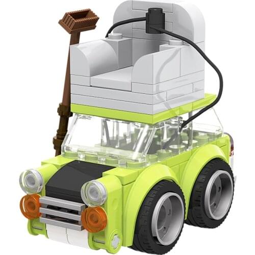 MOC Mr. Beanss Mini Green Car Roof With Sofa Classic Sports Speed Chumps Beans Movie Classic Building Block Model Toy Gift