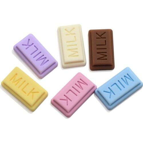 Colorful Chocolate Resin Flatback Cabochon Kawaii DIY Resin Craft Decoration Miniature Food Milk Chocolate Bar