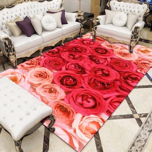 Creative Rose 3D Printed Carpets for Living Room Bedroom Area Rug Modern Flowers Pattern Hallway Carpet Kids Play Tent Floor Mat