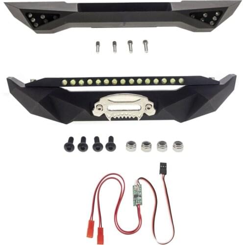 Metal Front & Rear Bumper with LED Light for 1/10 RC Crawler Axial SCX10 II 90046 SCX10 III AXI03007 Upgrade Parts