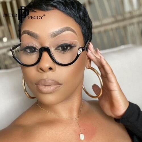 Fashion Cat Eye Half Frame Glasses women Brand Designer Transparent Lens Prescription Optical Celar Spectacles Frame Unisex