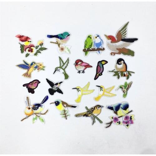 Fashion Style Bird Pattern Hot Melt Glue Patch Embroidery DIY Decoration Ladies Clothes Hat Bag Ironing Sticker Accessories