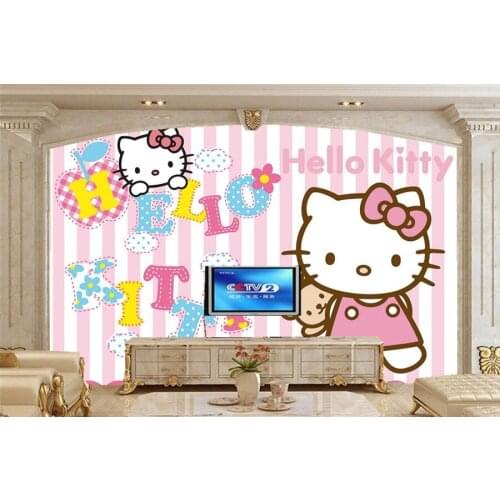 Custom wall papers home decor,Pink cute cartoon cat lovely wallpaper,living room TV sofa wall kids room 3d mural wallpaper