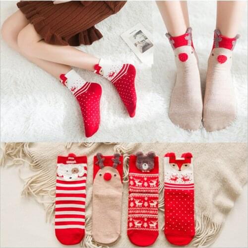 New Cartoon Christmas Socks Santa Claus Happy Socks Funny Winter Santa Claus Cute Elk Cotton Socks Merry Christmas