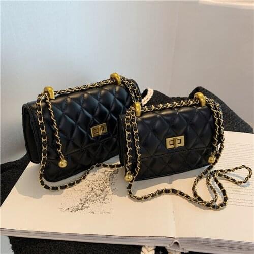 2021New Fashion Chain Rhombic Lattice Messenger Small Square Bag Crossbody Bags for Women Purses and Handbag Luxury Designer