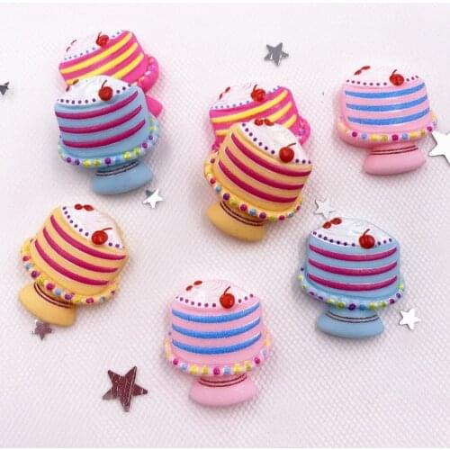 New 8pcs Colorful Lovely Cherry Ice Cream Cup Figurine Flatback Stone DIY Wedding Scrapbook Craft Supplies SH04