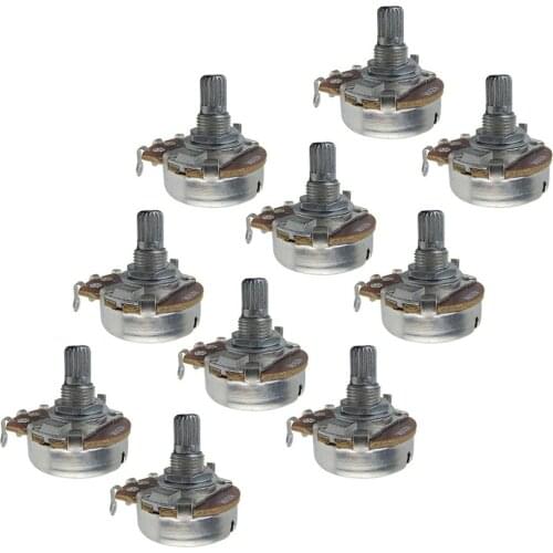 10PCS Tone Volume Control Potentiometers Pots A250K /B250K /A500K /B500K Short Split Knurled Shaft for ST/ Tele Guitar Bass