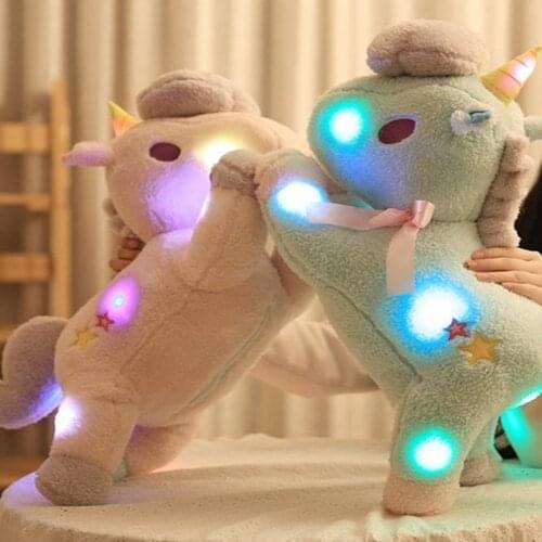 55cm Long Led Adorable Dream Ponies Plush Pillow Siesta Pillow Luminous Stuffed Toy Unicorn Soft Horse Plush Ponies Doll