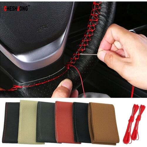 Braid On Steering Wheel DIY Car Steering Wheel Covers With Needle And Thread Anti-Slip Auto Interior Cover Accessories Kits