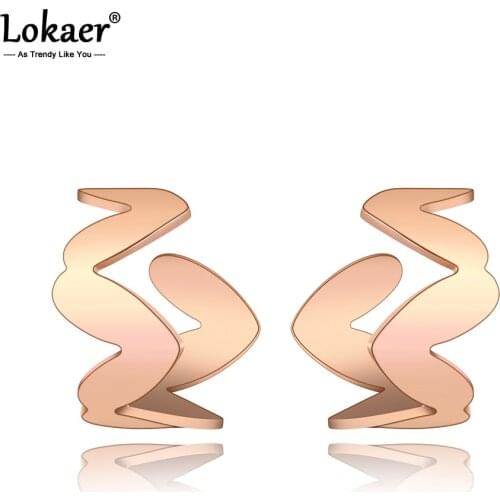 Lokaer Original Design Bohemia Love Heart Earrings Stainless Steel Trendy Rose Gold Earrings Jewelry For Women Girls E20125