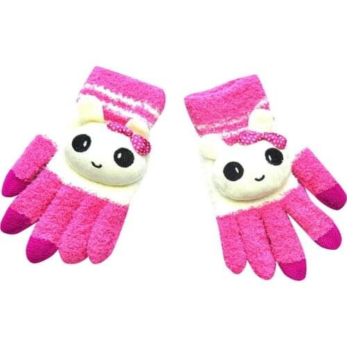 Stylish Bar Women Winter Cute Cartoon Animal Gloves Adult Winter Warm Knitted Wapiti Animails Thickening Screen Cute Gloves