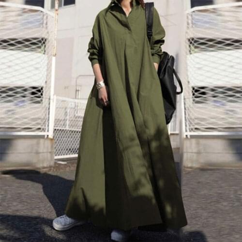Anself Bohemian Shirt Dress Womens Maxi Sundress 2021 Spring Elegant Casual V Neck Ruflle Vestido Female Long Sleeve Tunic Robe