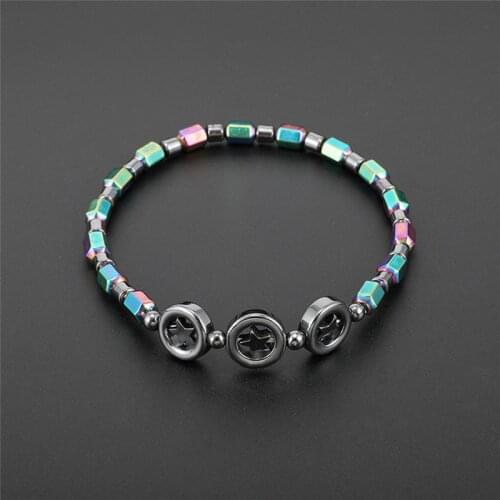 Mixed Color Weight Loss Round Stone Magnetic Therapy Bracelet Health Care Magnetic Hematite Ankle Chain For Men Women #294137