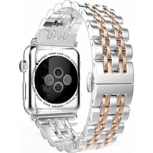 2018 Newest Full Stainless Steel Space Gray Gold Smart Watch Band For Apple Watch Iwatch 38mm 42mm Bracelet Strap Hidden Clasp