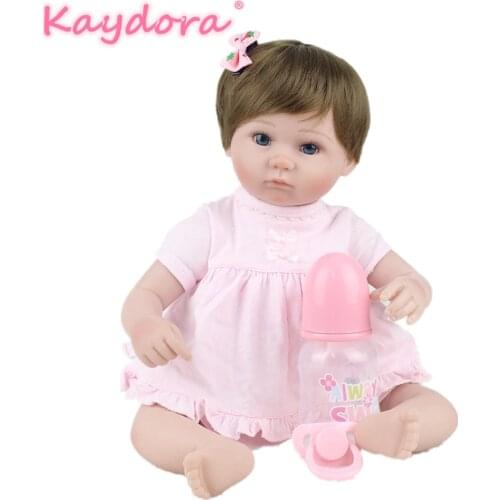 KAYDORA 16 inch 40cm Reborn Baby Silicone bebe Girl Pink handmade reborn Bebe Bowknot Lovely New Fashion Bonecas Doll lol toy