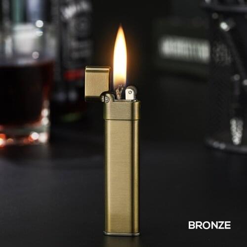 Kerosene Lighter Copper Retro Mini Lighter Refillable Grinding Wheel Lighter Compact Gift