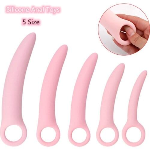 Women Anal Sex Toys of Silicone Crescent Butt Plug with Pull Ring for Bdsm Adults Games G-spot Prostate Massager Erotic Products