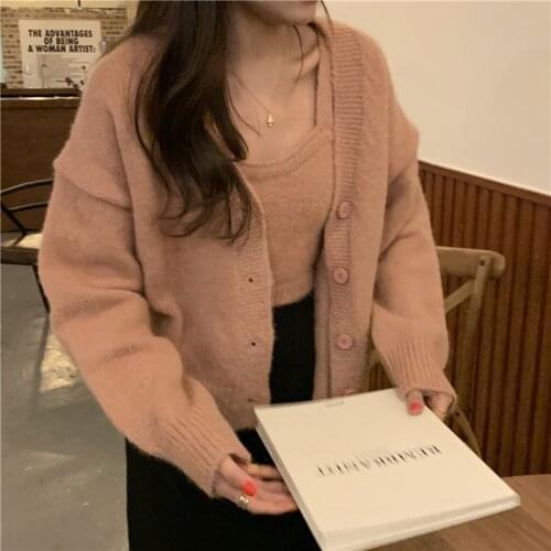 2021 New Women Spring Casual Short Sweater Coat Jacket Square Collar Single Breasted Knitted Overcoat Full Sleeve