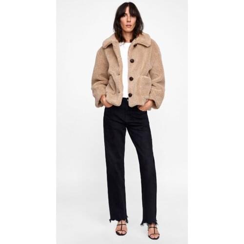 Liva girl Winter Clothing New Tops Coat Imitation Pink Lamb Fur Coat Female Thick Jacket Hairy Short Coat Plush Coat