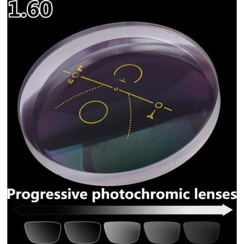 1.60 high quality progressive photochromic lenses myopia optical prescription lenses gray outdoor