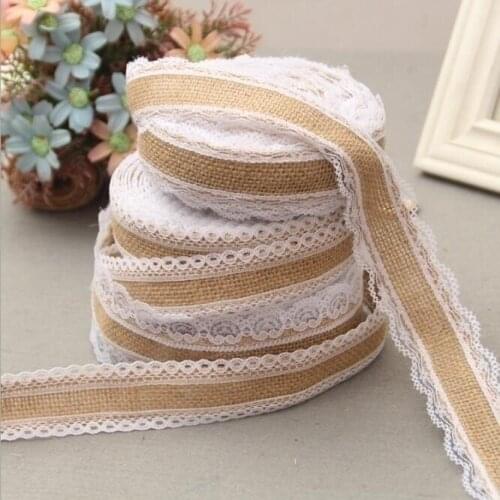 1 Roll 2 meters 25mm Width Burlap Lace Ribbon DIY Crafts Sewing Supplies Wedding Party Supplies,Gift Wrap&Christmas Decoration
