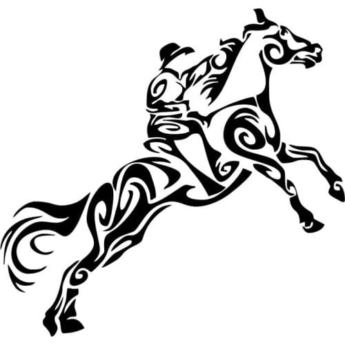 13.3*12.7CM Interesting Wild West Cowboy Racing Car Stickers Vinyl Decals Covering The Body Black/Silver C7-0566