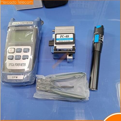 13pcs Fiber Optic FTTH Tool Kit with FC-6S Fiber Cleaver and Optical Power Meter 1MW Visual Fault Locator CFS-2 cable stripper