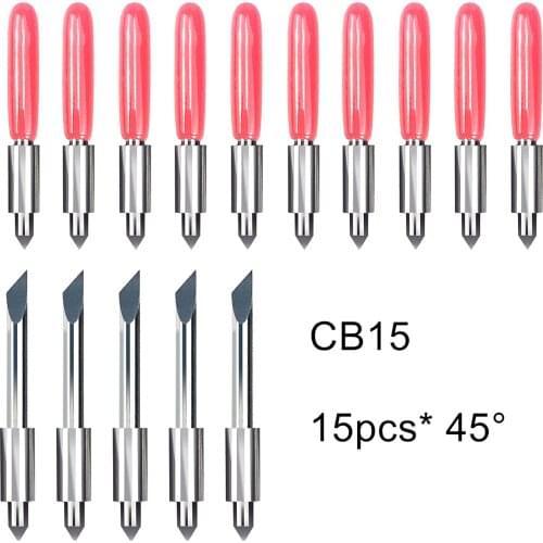 15pcs 45 Degree Graphtec CB15 Plotter Vinyl Cutter Knife Blades for Silhouette Cameo Holder Milling Carving Tool Durable