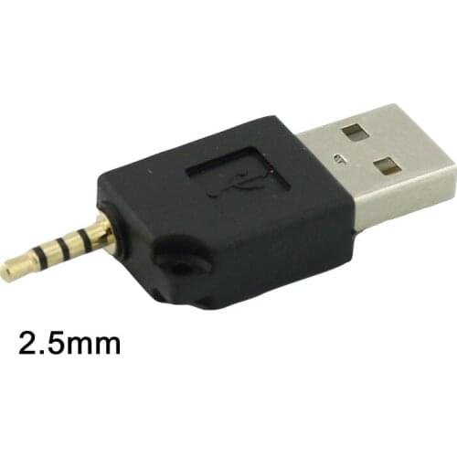 2x Gold Plated 2.5mm 4pole Male Plug to USB 2.0 A Male Plug Data Charge Male to Male Connector Audio Adapter