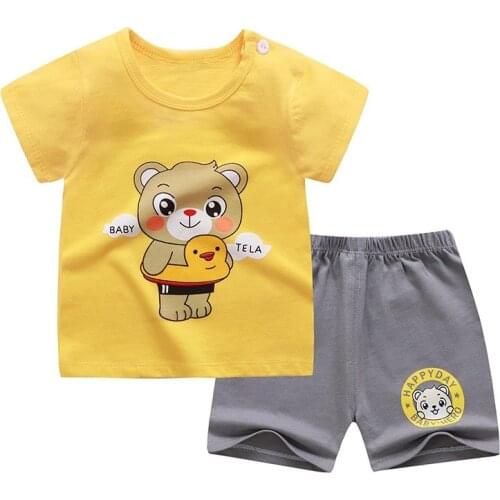 2020 Summer Fashion Toddler Baby Boys Girls Kids Clothes Set T-shirt+shorts O-Neck Cotton Childrens Clothing Sets
