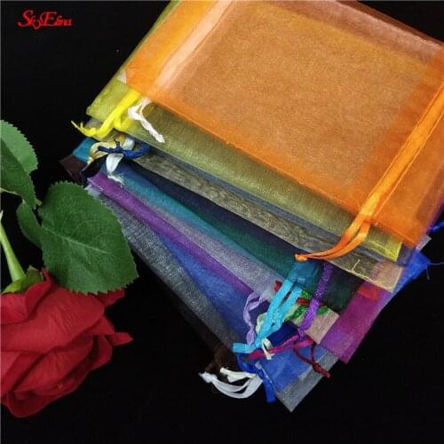 25pcs Multicolor Jewelry Bag 20x30 25x35 30x40 35x50cm Wedding Organza bag Jewelry Bag Packaging Gift Bag Display Pouches 6z