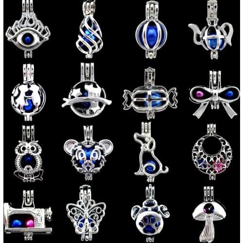 Mixed Design Pendant Round Animals Bowknot Cage Diffuser Perfume Locket Pendants For DIY Jewelry