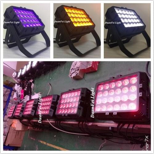8PCS Wedding Church Decoration Outdoor Square Shape LED FLood Lamp Wash Wall Building RGWBA UV Washer Light 24x18W