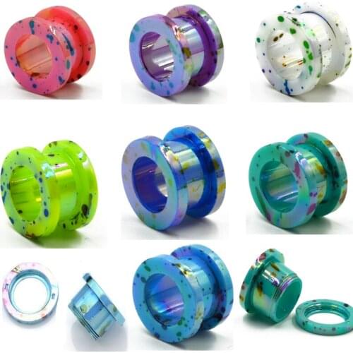 Colorful Ear expander 1Pair Acrylic Dot Screw Back Flesh Tunnel Ear Plug Expander Stretcher Ear Stud Plug