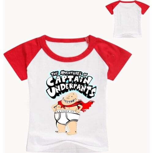 Kids Summer Girls & Boys T shirt Captain Underpants Cartoon Printed Childrens Short Sleeve T-shirt Casual Funny Baby Clothes