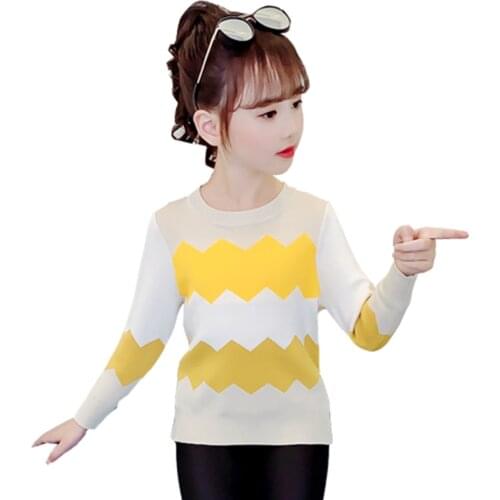 Kids Sweaters Striped Pattern Girls Cardigan Spring Autumn Turtleneck Kids Casual Style Kids Clothing 6 8 10 12 14