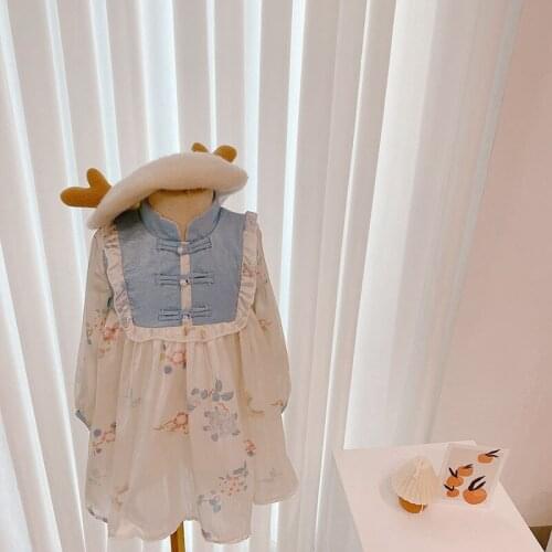 Girls Kids Princess Dress Autumn Children Baby Long Sleeve Chinese Tang Han Costume Dresses Vestidos ADK26