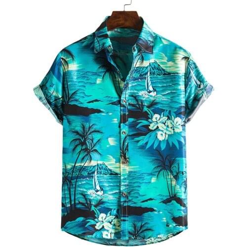 2021 Fashion Hawaiian Shirt Man Summer Short Sleeve Beach Blouse Men Korean Floral Printed Tops camisa hawaiana hombre